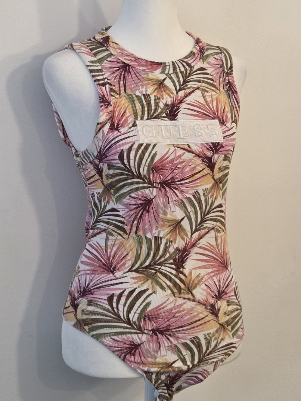 GUESS Pink Multi Tropical Leaf Tank Bodysuit - Picture 2 of 4